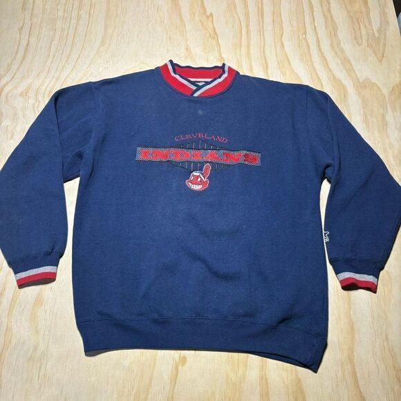 Vintage 90’s Starter‎ MLB Cleveland Indians Crewneck Sweatshirt - Large Wahoo - Picture 1 of 5